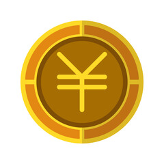 Yuan coin icon. Currency flat icons in golden color, symbol of Chinese money. Vector Illustrations.