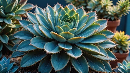 Fototapeta premium Close-up of a Blue Succulent.