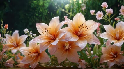 Fototapeta premium Soft Pink Lilies in Bloom.
