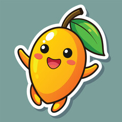 happy fun mango character sticker 