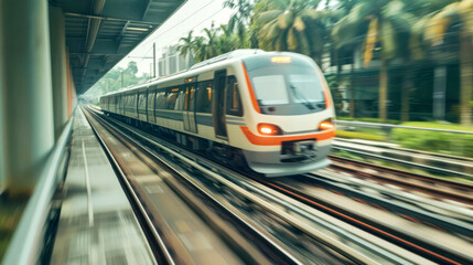 closeup high speed of train motion blur