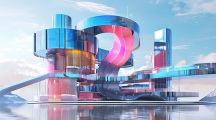 Futuristic Cityscape with Colorful Buildings, Modern Architectural Design and Innovation Concept