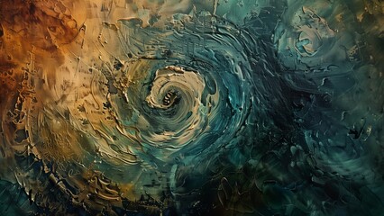 Obraz premium Abstract Art, Nostalgic Swirls: Abstract Painting with Vintage Elements and Muted Tones