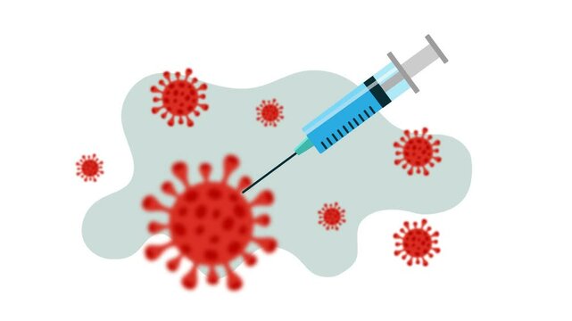 Animated illustration of viruses and vaccines injection. Suitable for Health Care and Medical Content