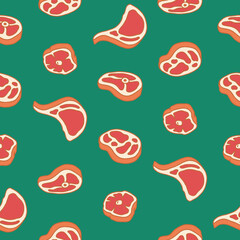 Collection of Beef Seamless Pattern Vector illustration for Print, Wallpaper, Decoration.