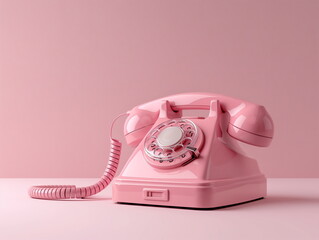 retro of home telephone in pink color