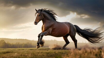 Fototapeta premium Majestic horse posing for the camera, good for multimedia content