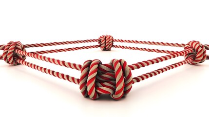 Boxing Ring Ropes Isolated on White Background