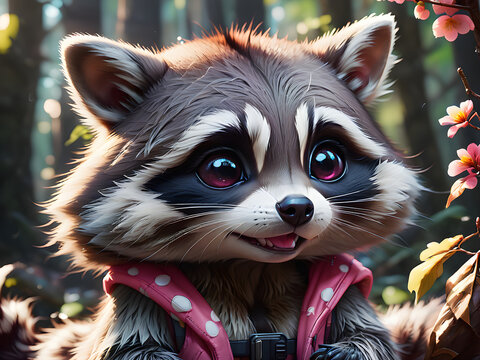 Una caricatura de un mapache cabez&oacute;n muy encantadora