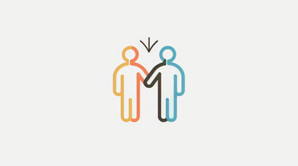 A simple friendship icon in a thin line style, isolated on a white background.