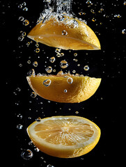 lemon falling into water