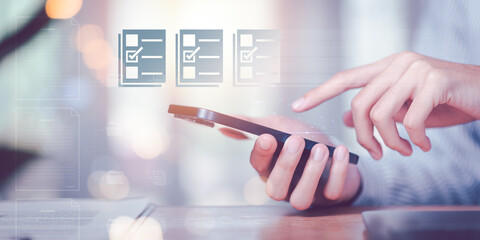 Accountant showing office document auditing concept ,plan review process and assess correctness...
