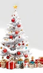 christmas tree and balls decorations ornaments illustration 2d
