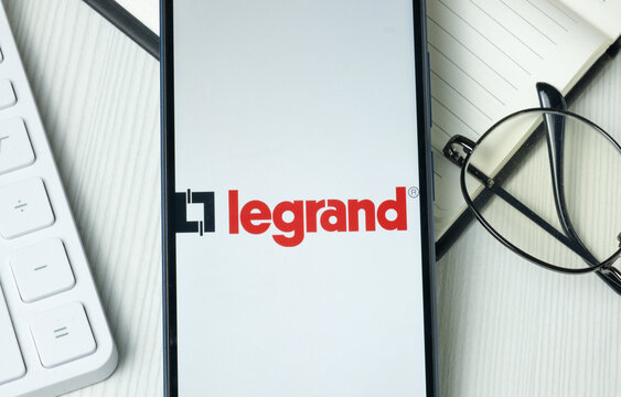 New York, USA - 21 June 2024: Legrand Logo on Phone Screen, Company Icon