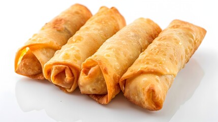 Delectable Egg Rolls on Pristine White Background