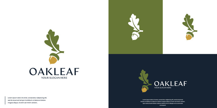 elegant and clean oak leaf logo, nature plant, logo design illustration,