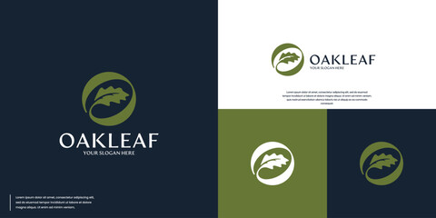 Oak leaf logo with circular concept, protection symbol, logo design inspiration. © dhulpikir