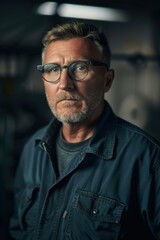 Obraz premium 16. Portrait of a Western production manager checking the assembly line, high detail, photorealistic, professional setting, studio lighting