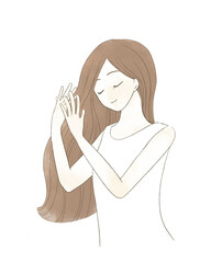 ヘアケアする女性