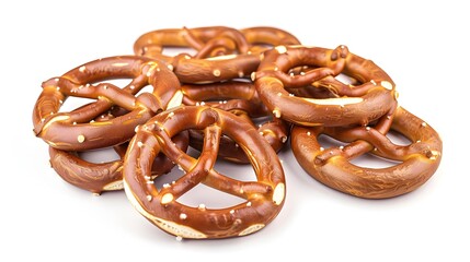 Freshly Baked Pretzels Isolated on a White Background