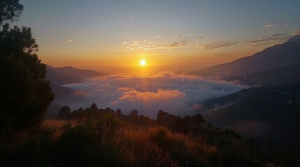 Obraz premium Spectacular Sunrise in the Stunning Mountains 