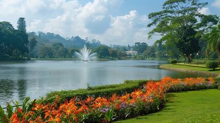 The Royal Botanic Gardens, Peradeniya, lie approximately 5.5 km west of Kandy in Sri Lanka's Central Province.