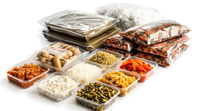 Isolated Photo of Combat or MREs on White Background