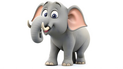 Cute elephant cartoon on white. 