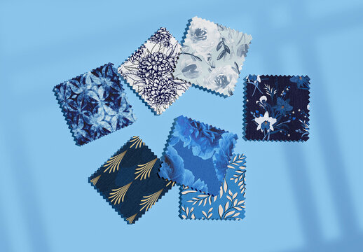 Top View of Fabric Swatches Mockup