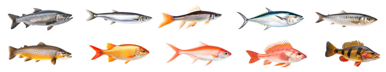 Edible fish animal  png cut out element set