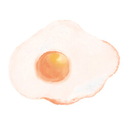 クレヨンで描いた目玉焼きのイラスト　オレンジver
