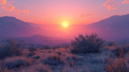 Sunset in the Silent Desert 