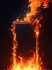 Square fire rectangle frame, for photos or text 