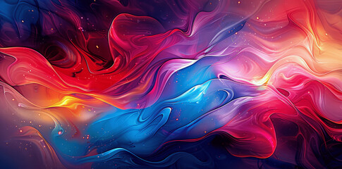 Colorful Liquid Paint Abstract Background Swirling Red Blue Shapes Fluid Organic Art Illustration Vector Design High Resolution