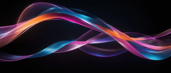 Colorful Abstract Neon Light Streaks on Dark Background