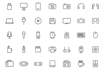 Fototapeta premium Devices Icons Pack. Outline icons pack. Editable vector icon