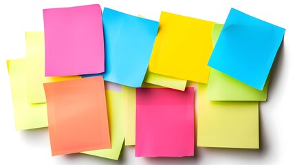 Fototapeta premium Photo of Vibrant Yellow Sticky Notes Isolated on Clean White Background