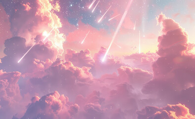 Dreamy Pastel Sky with Shooting Stars