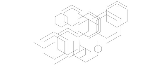 Vector illustration of hexagons pattern. Abstract background with connected hexagons and dots.