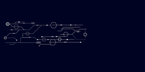 Vectors Digital technology and science background Quantum computer technologies concepts, large data processing. Futuristic blue circuit board background.