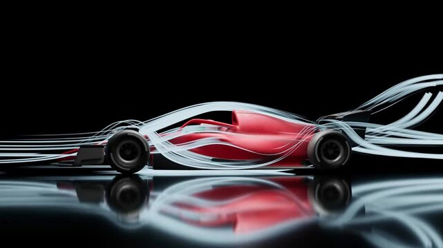 racing car aerodynamic body pass through the wind