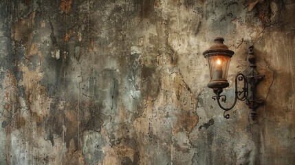 An aged light fixture mounted on the wall