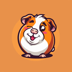 Fototapeta premium cartoon character logo, Guinea Pig, winking, smiling, 2d, vector illustration, mascot logo