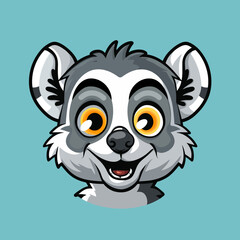 Obraz premium cartoon character logo, Lemur, winking, smiling, 2d, vector illustration, mascot logo