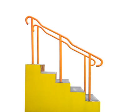 ladder with handrail. Side view with isolated background