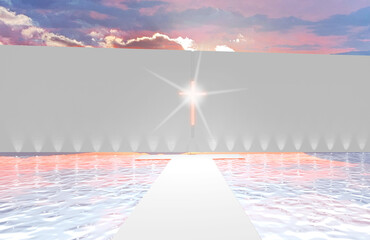 夕景の教会の3dレンダリング