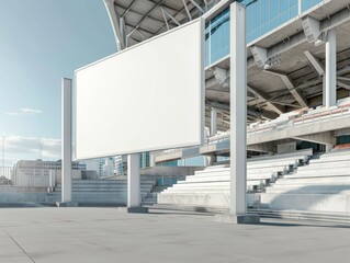 Fototapeta premium Empty white signboard mockup at a sports stadium entrance