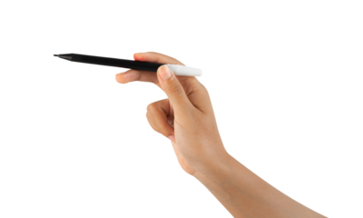 hand holding a marker on white background