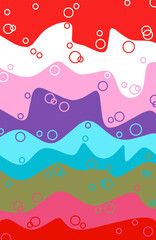 illustration of wave colorful background with bubbles