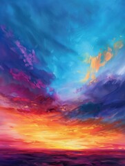 Vibrant Sunset Over A Purple Horizon